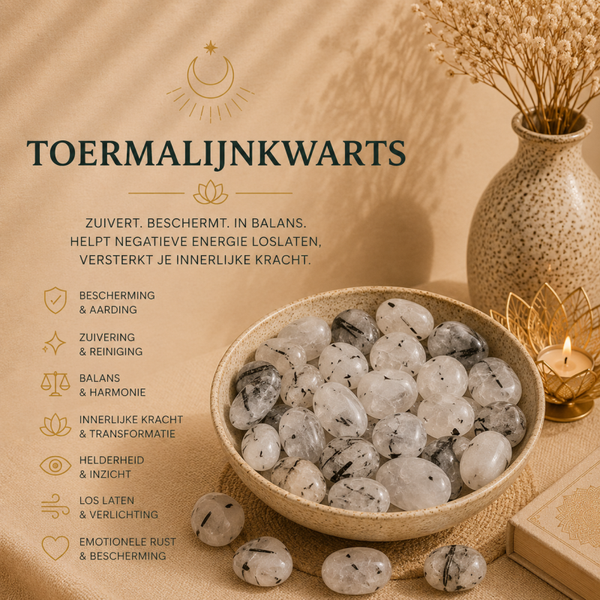 Toermalijnkwarts trommelsteen