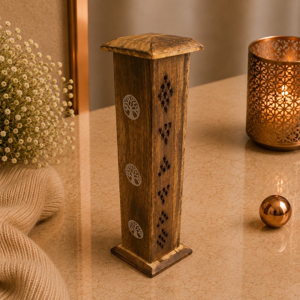 Houten Wierooktoren Boom de levens