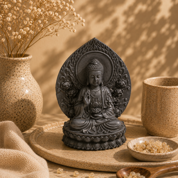 Boeddha met Lotus Aureool – Beschermende Hand