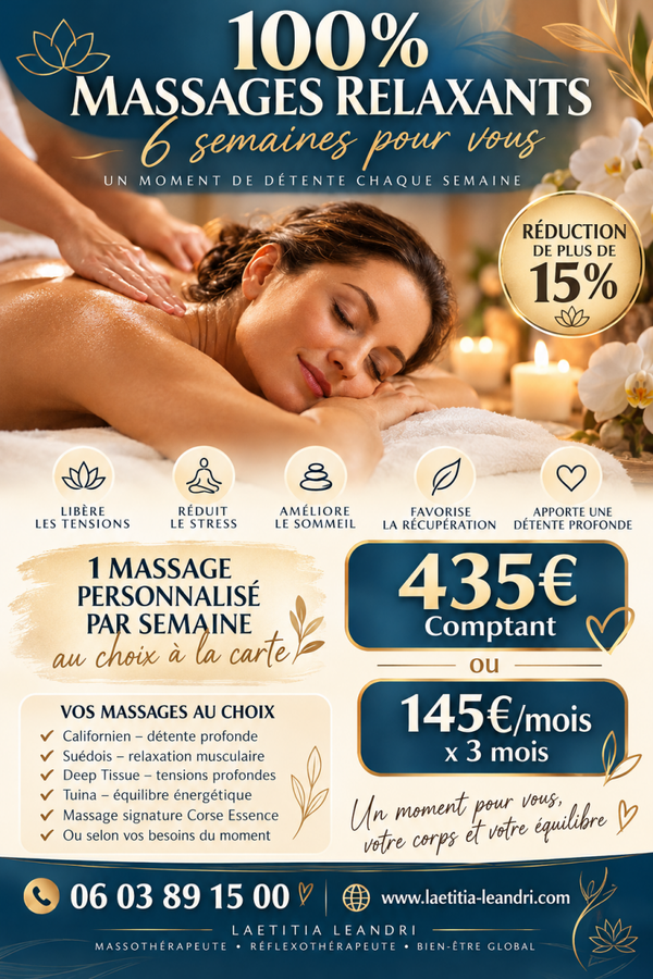 100% 6 Massages 1h30