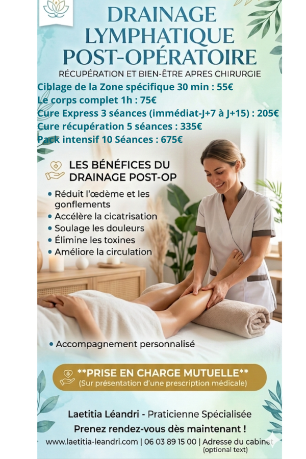Cure Récupération Drainage Lymphatique Post Op