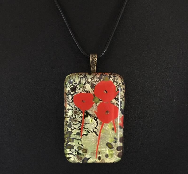 Red Poppies on Gold