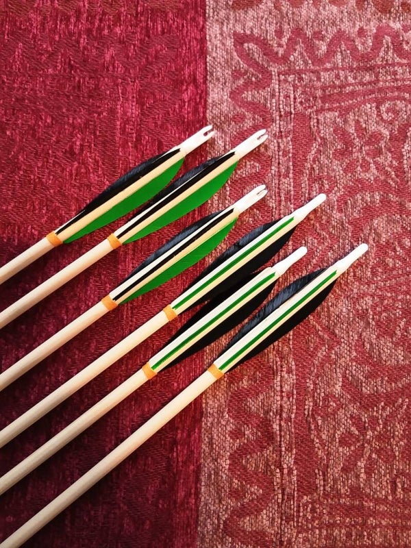 Turkse Pijlen 4" zwart-groen, 5/16, set van 6