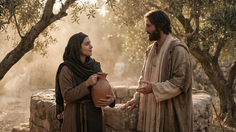 Woman at the Well with Jesus