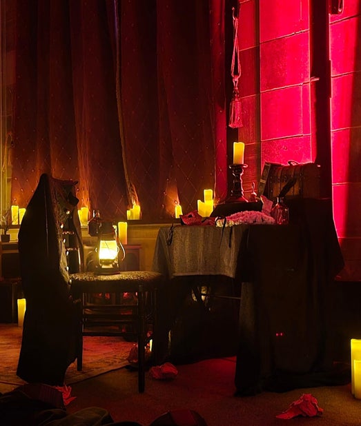 Stage with candles and latern