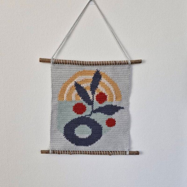 Haakpatroon abstracte wandhanger