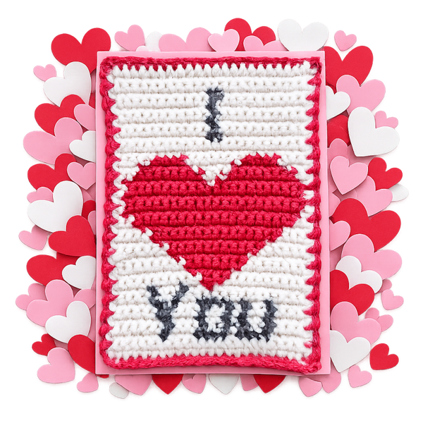 Haakpatroon Wenskaart   “I ❤️ you”