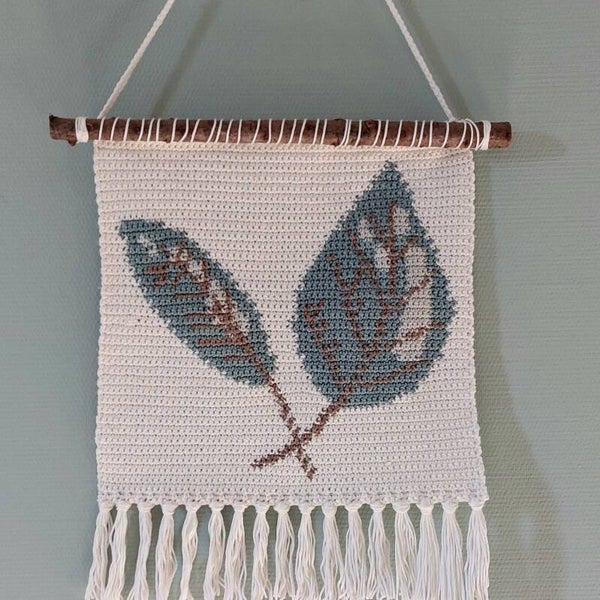 Linkshandig haakpatroon wandhanger blaadjes