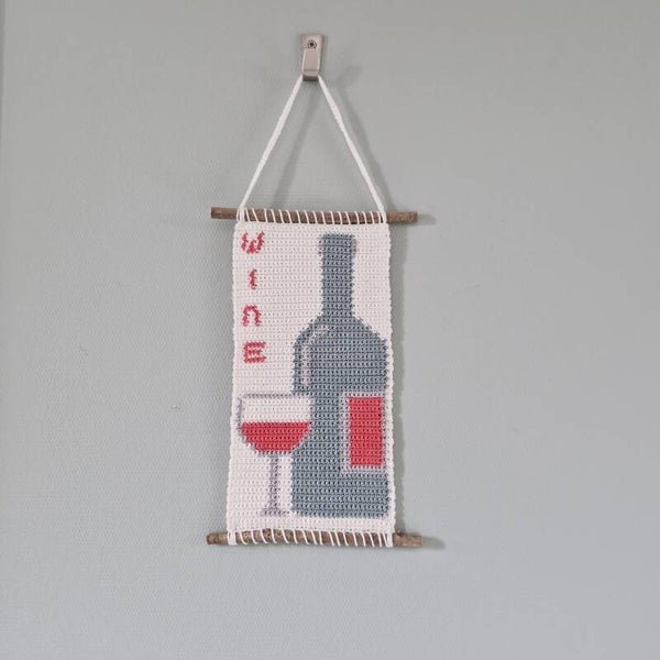Linkshandig haakpatroon wandhanger 'Wine'