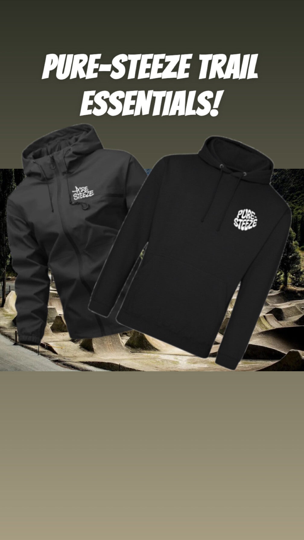 PURE-STEEZE basic riding hoodie + waterproof trail jacket