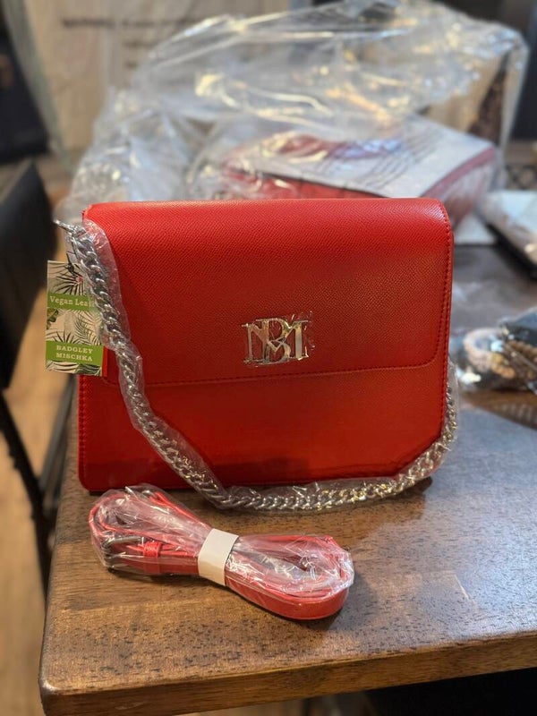 Badgley Mischka Red/Silver Crossbody Shoulder Bag