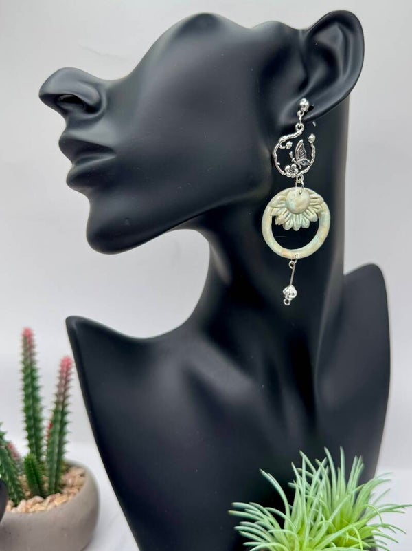Light Green Basket & Butterfly Earrings