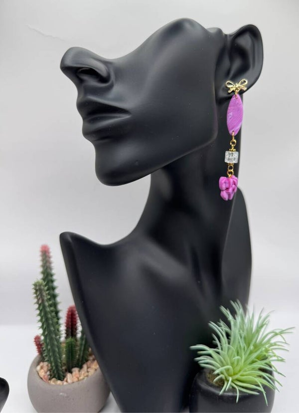 Pink Double Bow Earrings