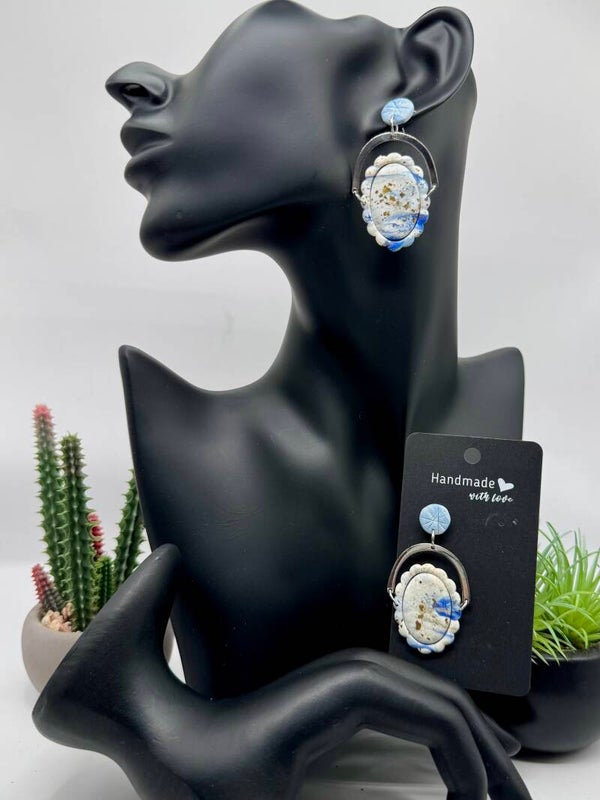 Blue & White Arch Earrings