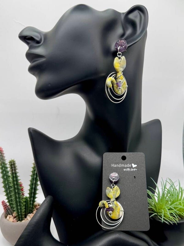 Green & Purple Cat's Meow  Earrings