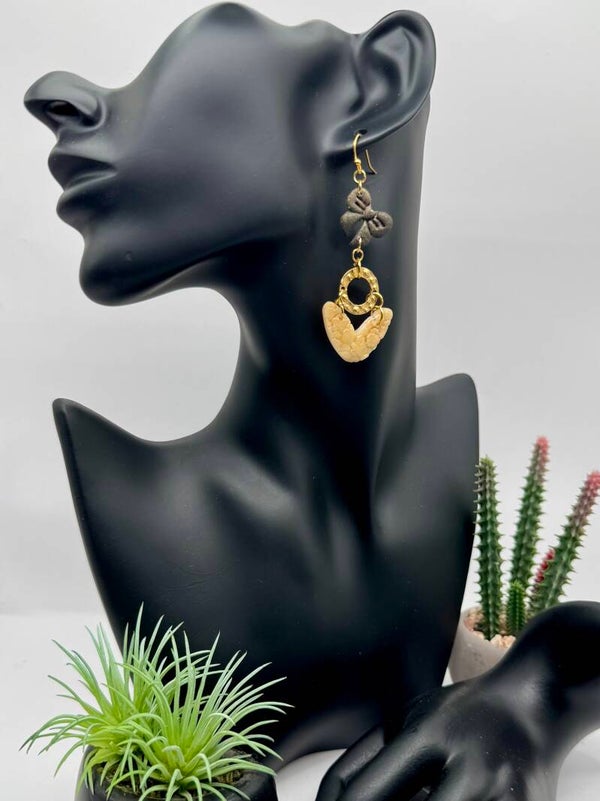 Gold & Black Bow Earrings