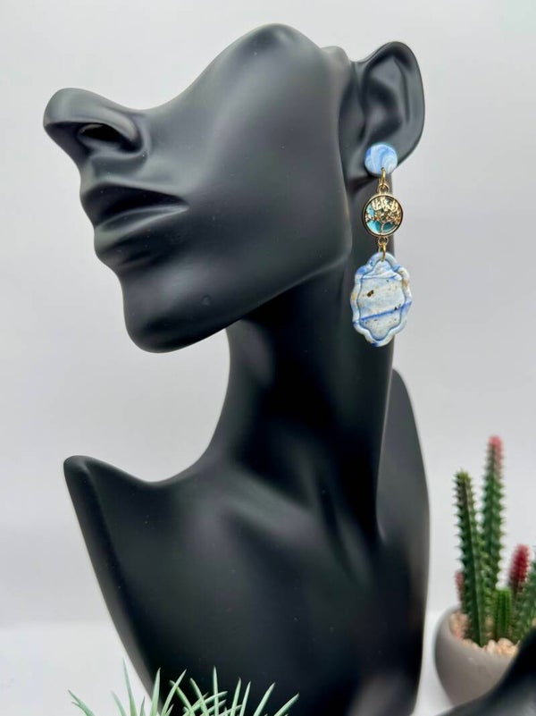Denim Blue & Gold Earrings