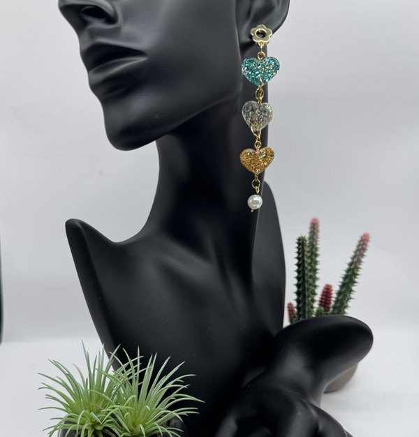 3 Sparkly Hearts Earrings