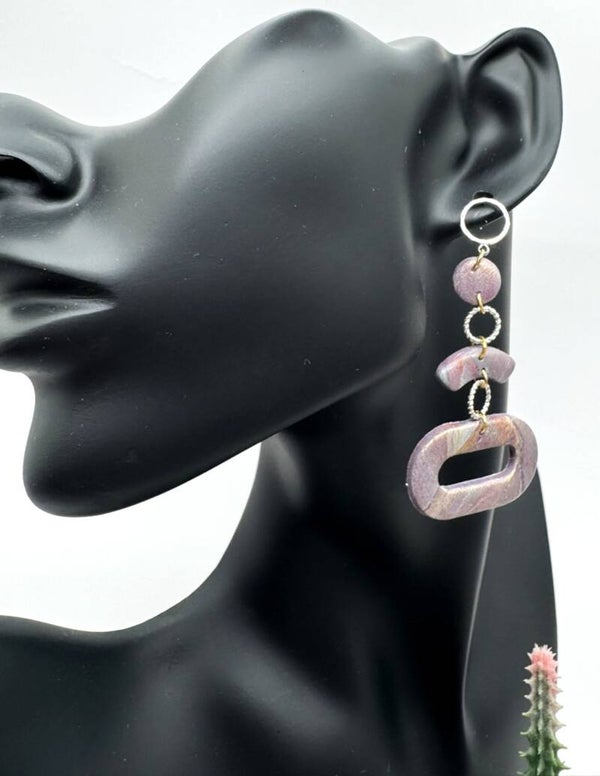 Muted Eggplant Oblong Dangle Earrings