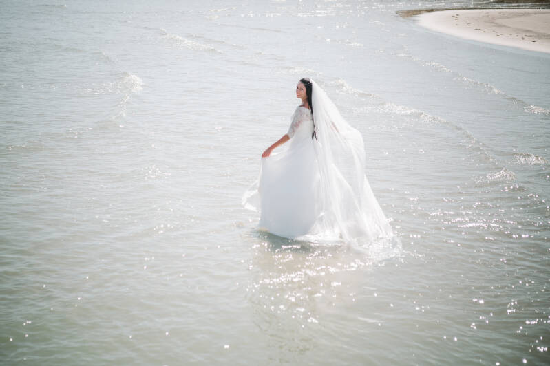 sposa abito bagnato mare Adriatico San Benedetto del Tronto