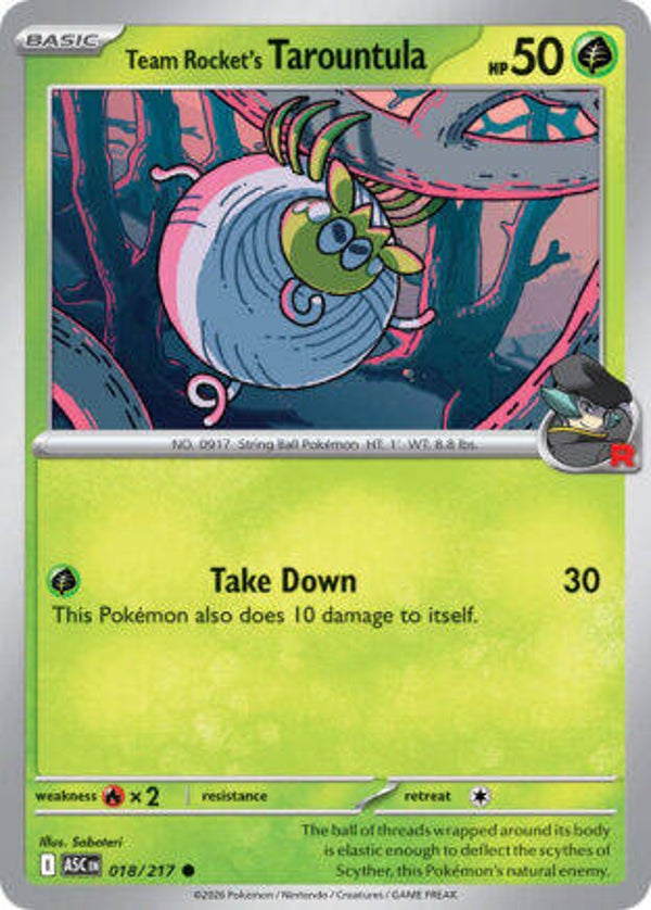 ASC 018 Team Rocket's Tarountula ball pattern reverse holo