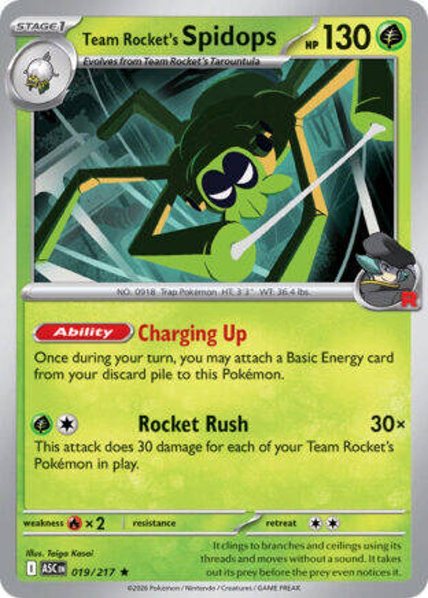 ASC 019 Team Rocket's Spidops energy pattern reverse holo
