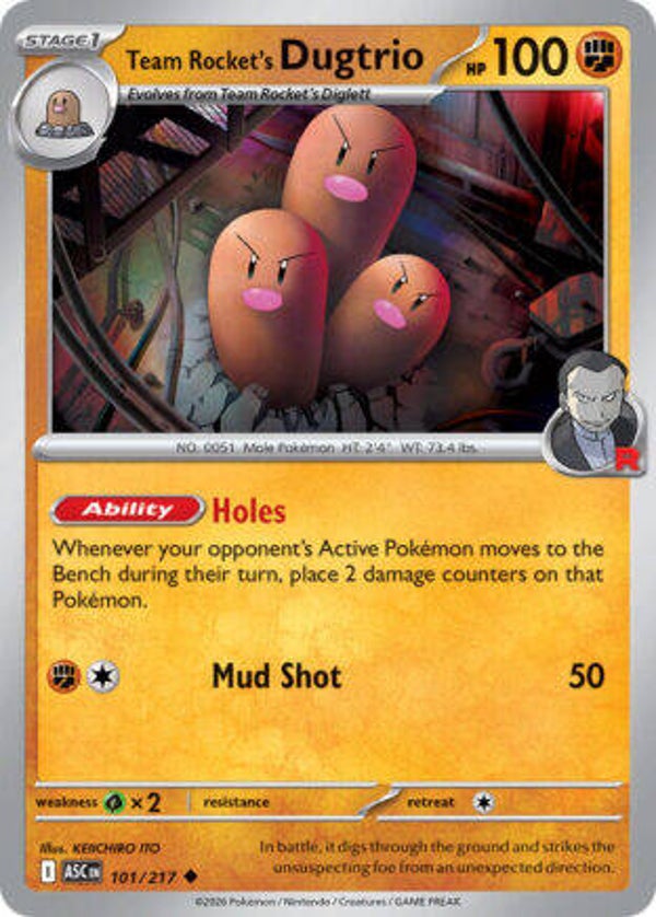 ASC 101 Team Rocket's Dugtrio ball pattern reverse holo