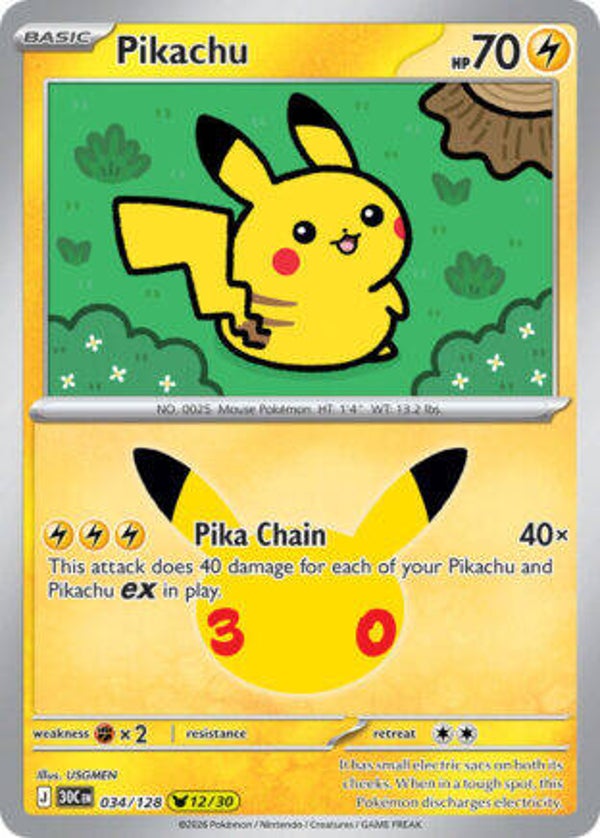 30C 034 Pikachu holo