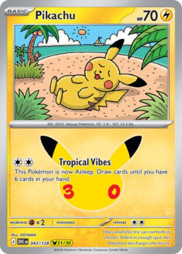 30C 043 Pikachu holo