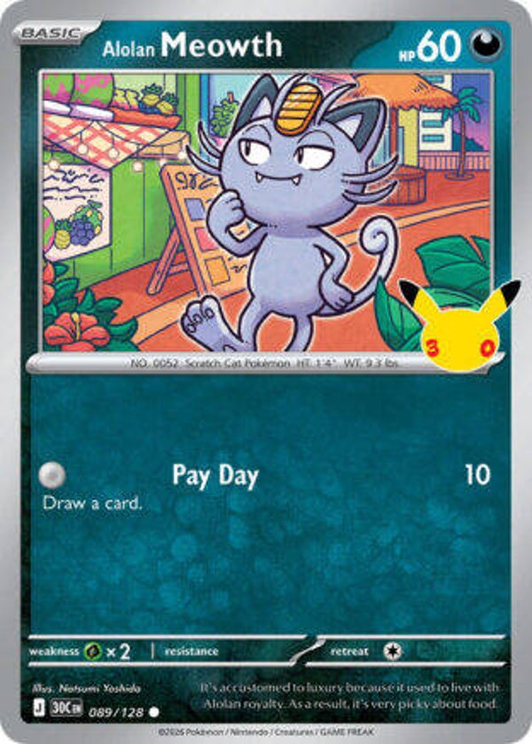 30C 089 Alolan Meowth holo