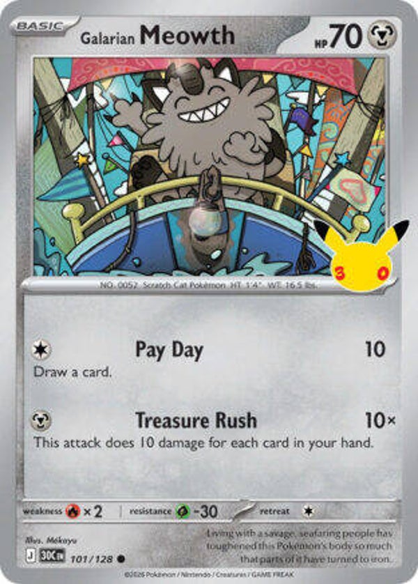 30C 101 Galarian Meowth holo