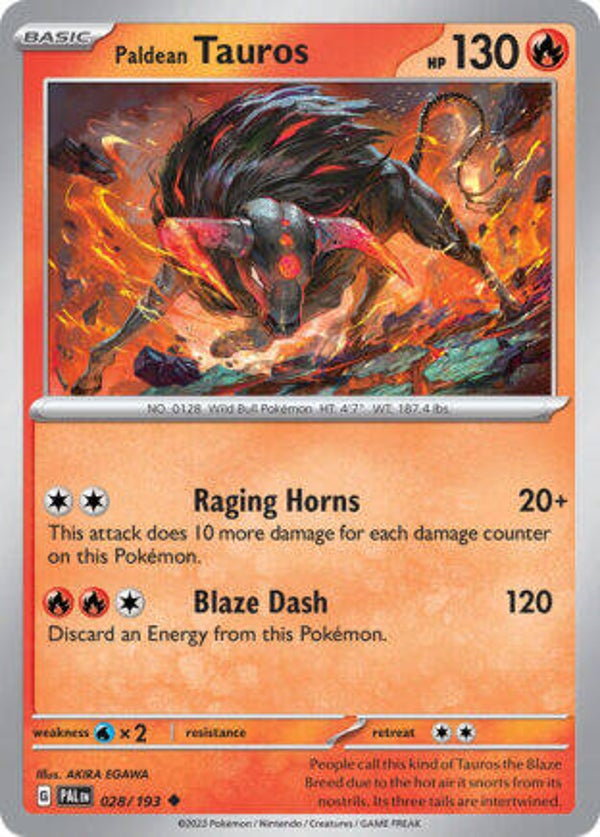 PAL 028 Paldean Tauros reverse holo