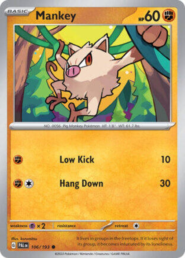 PAL 106 Mankey reverse holo
