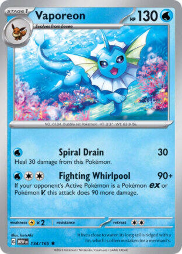 MEW 134 Vaporeon reverse holo
