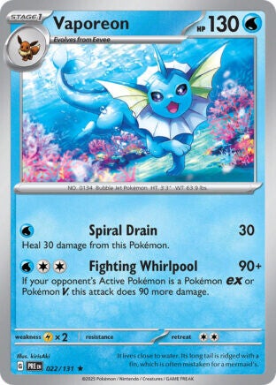 PRE 022 Vaporeon reverse holo