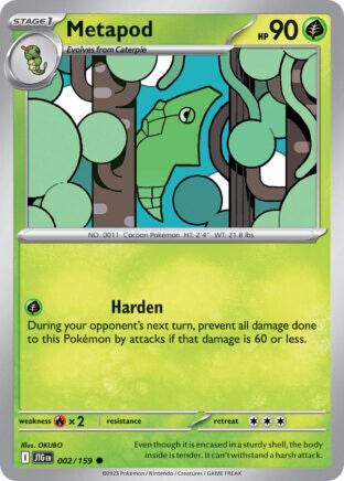 JTG 002 Metapod reverse holo