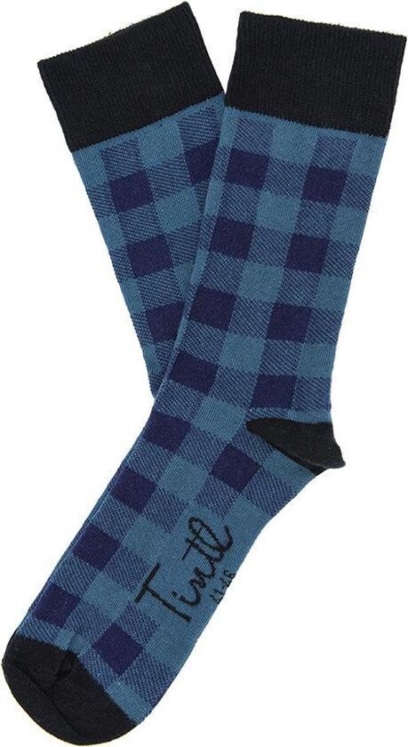 Ruitjessokken Blauw/zwart