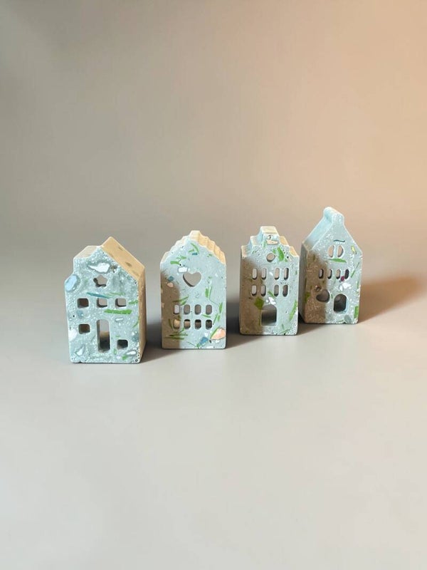 Set van 4 mini huisjes