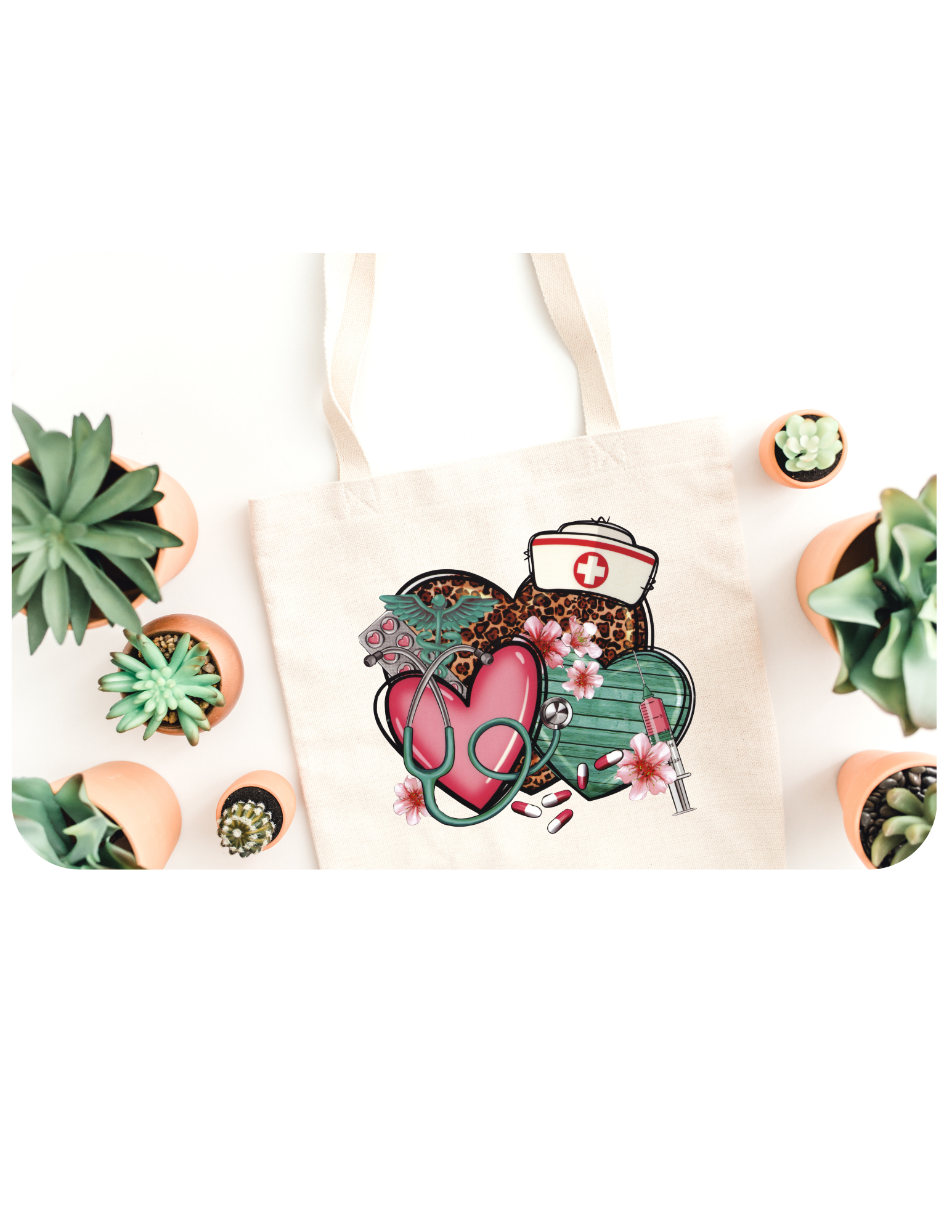 Colorful Hearts with Healthcare Theme Tote Bag