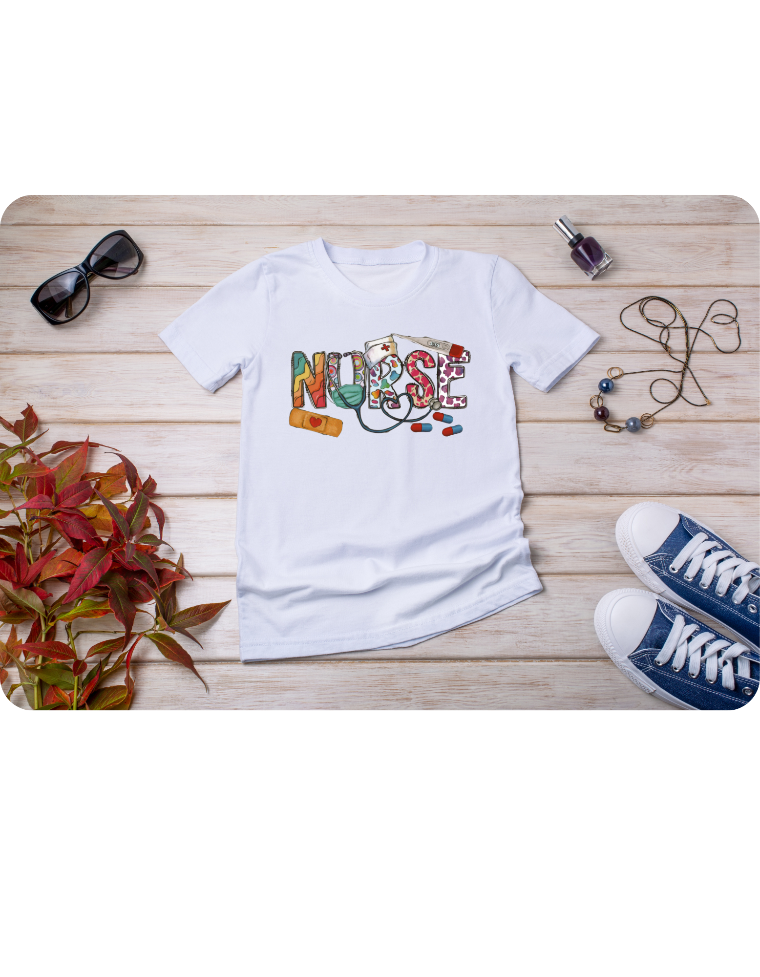 Colorful Nurse with Stethoscope T-Shirt