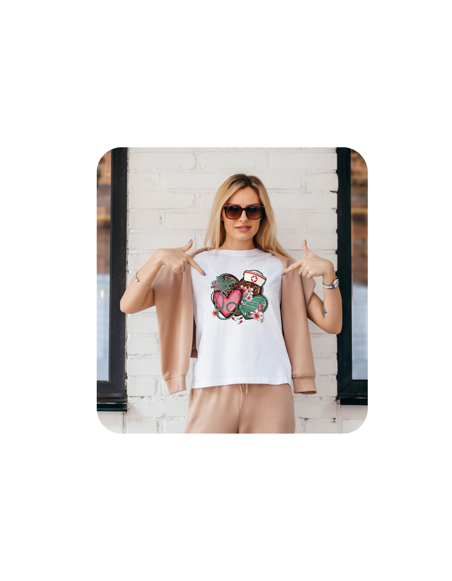 Nurse Hat With Hearts T-Shirt