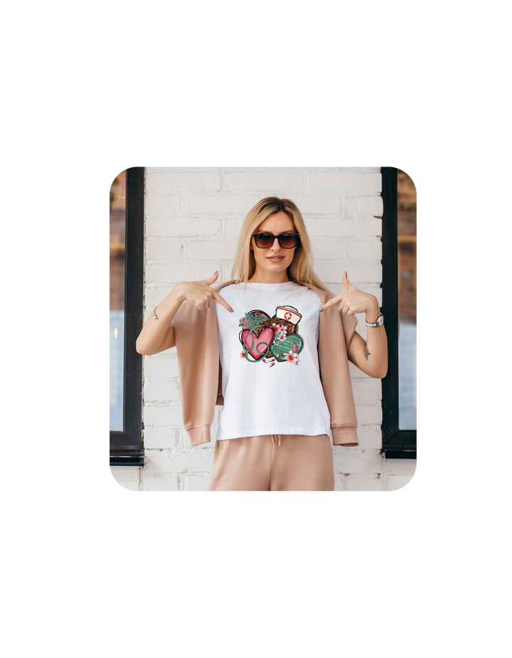 Nurse Hat With Hearts T-Shirt