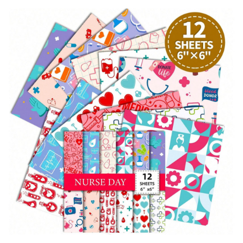 12 Sheets 6"x6" Nurse Day Scrapbook Paper