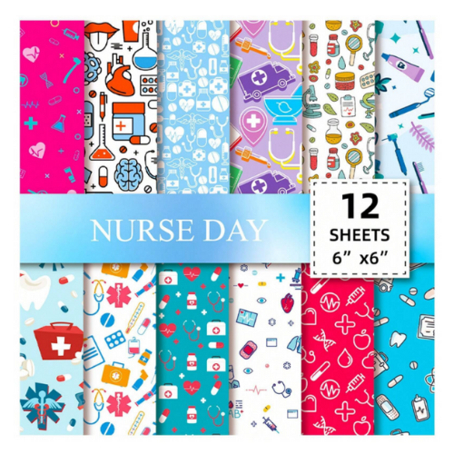 12 Sheets 6"x6" Nurse Day Scrapbook Paper