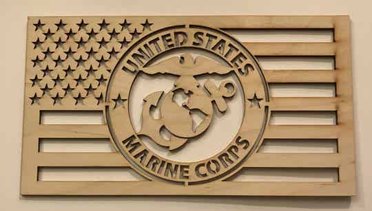 Unfinished Marine Corp Wooden Plaque