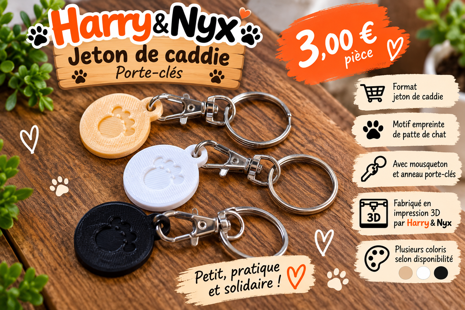 Jeton de caddie avec empreinte de patte