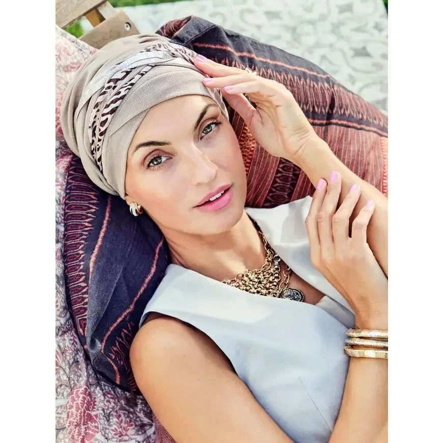 HocPerla Boho Turban Set | Taupe Tiger