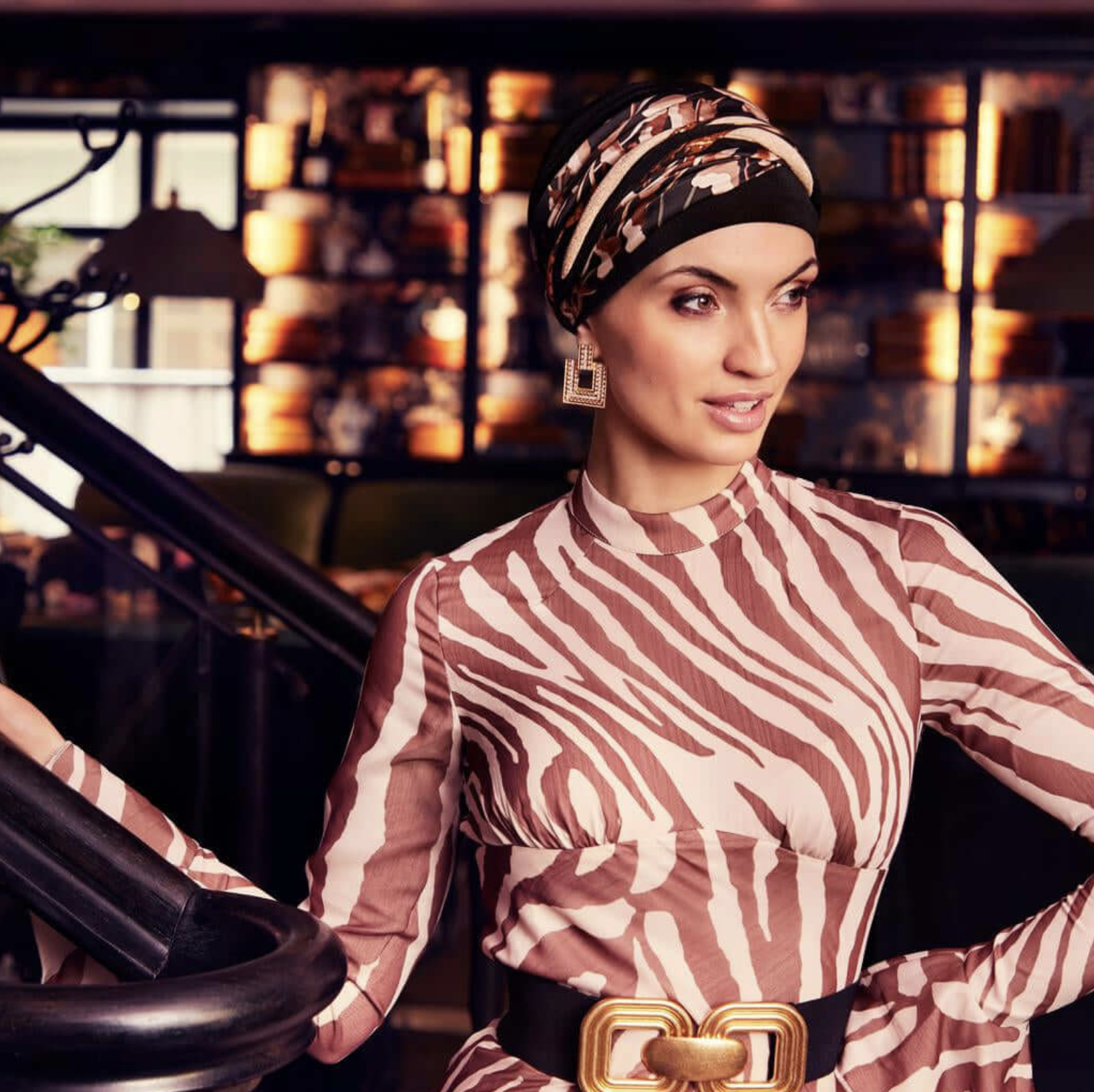 Scarlett - Boho Turban Set | Black & Cotton Grass Mix