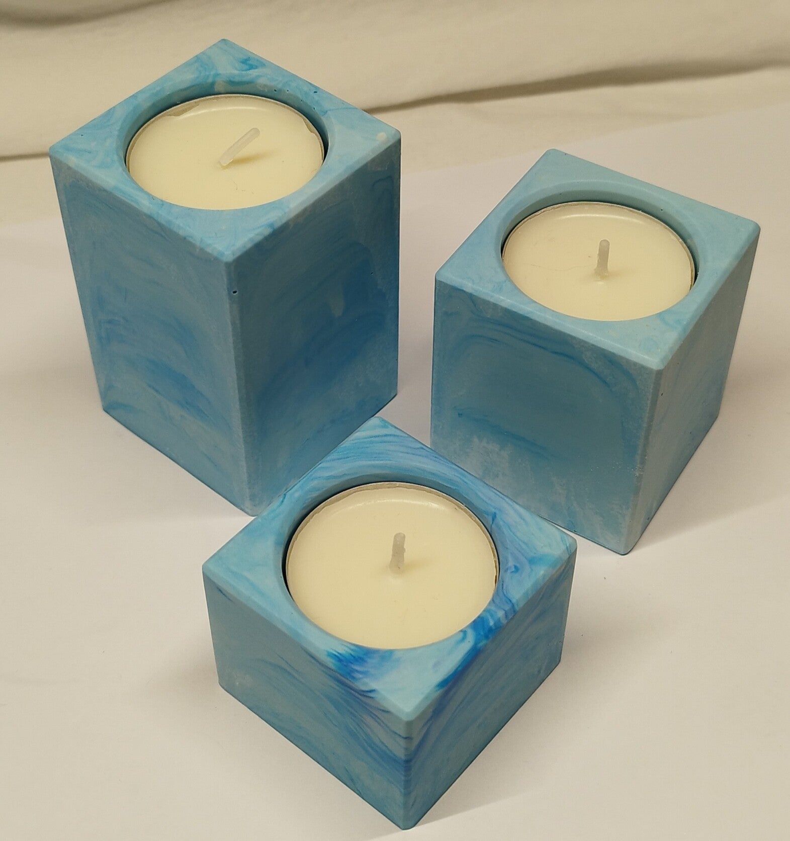Teelicht Halter 3er Set ( Gehärteter Gips)