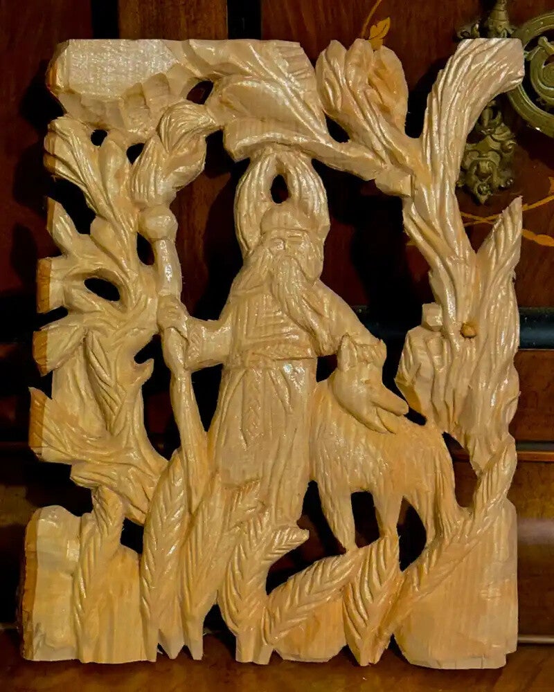 Wooden Forest Scene Relief – Figurative Sculpture